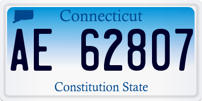 CT license plate AE62807