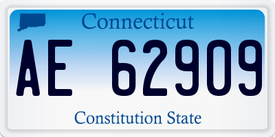 CT license plate AE62909