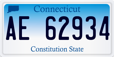 CT license plate AE62934