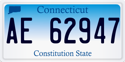 CT license plate AE62947