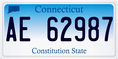 CT license plate AE62987