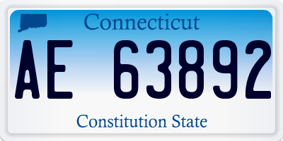 CT license plate AE63892