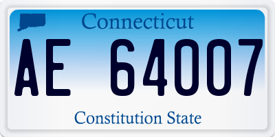 CT license plate AE64007