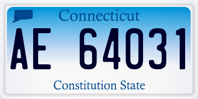 CT license plate AE64031