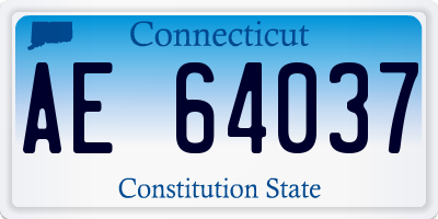 CT license plate AE64037