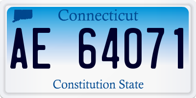 CT license plate AE64071