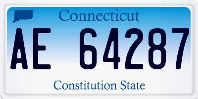 CT license plate AE64287