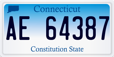 CT license plate AE64387