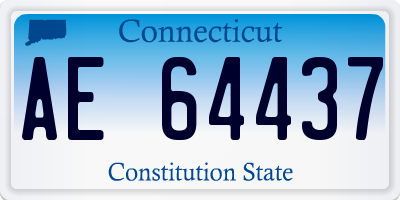 CT license plate AE64437