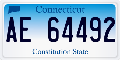 CT license plate AE64492
