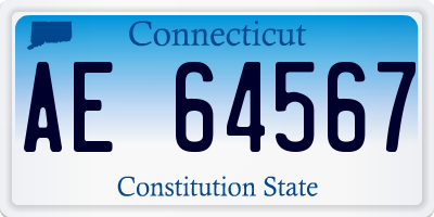 CT license plate AE64567