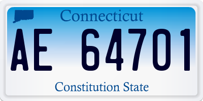 CT license plate AE64701