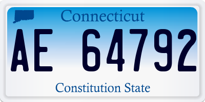 CT license plate AE64792