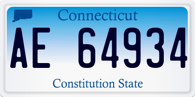 CT license plate AE64934