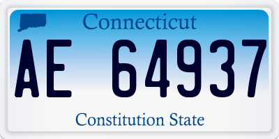 CT license plate AE64937