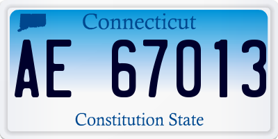 CT license plate AE67013
