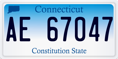 CT license plate AE67047