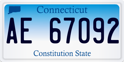 CT license plate AE67092
