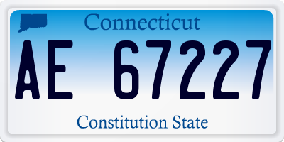 CT license plate AE67227
