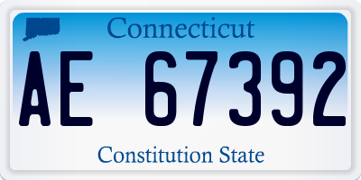 CT license plate AE67392