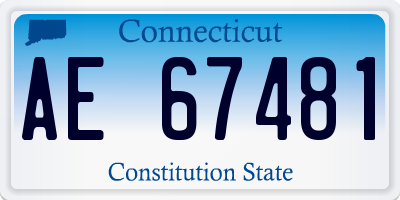 CT license plate AE67481