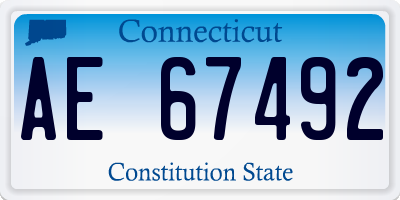 CT license plate AE67492