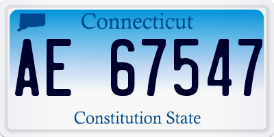 CT license plate AE67547