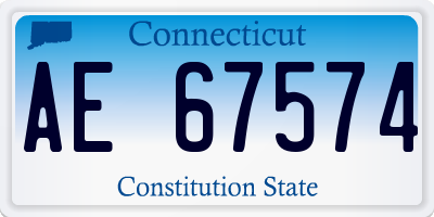 CT license plate AE67574