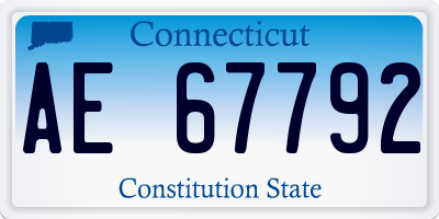 CT license plate AE67792