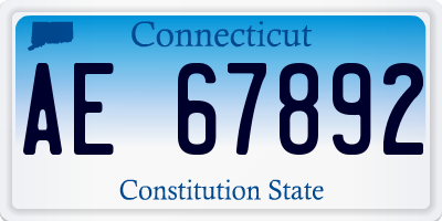 CT license plate AE67892