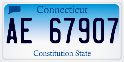 CT license plate AE67907
