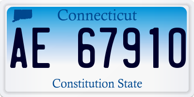 CT license plate AE67910