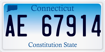 CT license plate AE67914