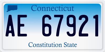 CT license plate AE67921