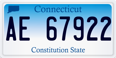CT license plate AE67922