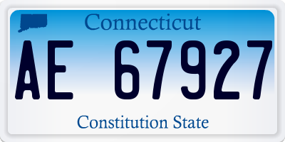 CT license plate AE67927