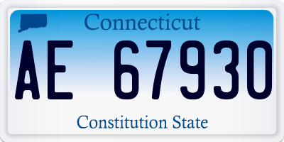 CT license plate AE67930