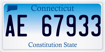 CT license plate AE67933