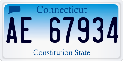 CT license plate AE67934