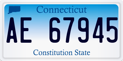 CT license plate AE67945