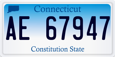 CT license plate AE67947
