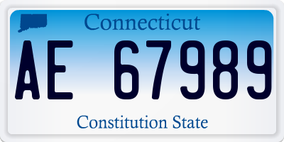 CT license plate AE67989