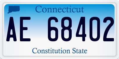 CT license plate AE68402