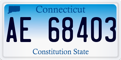 CT license plate AE68403