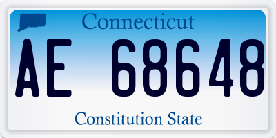 CT license plate AE68648