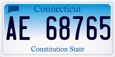 CT license plate AE68765