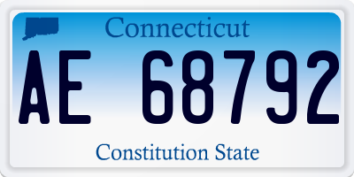 CT license plate AE68792