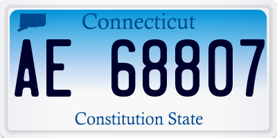 CT license plate AE68807
