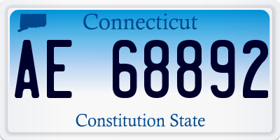 CT license plate AE68892