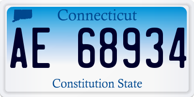 CT license plate AE68934